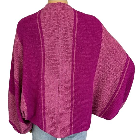 LOGO Lori Goldstein Evelyn Shrug Sweater Pink Striped Relaxed Fit Plus Size 1X - Picture 5 of 10